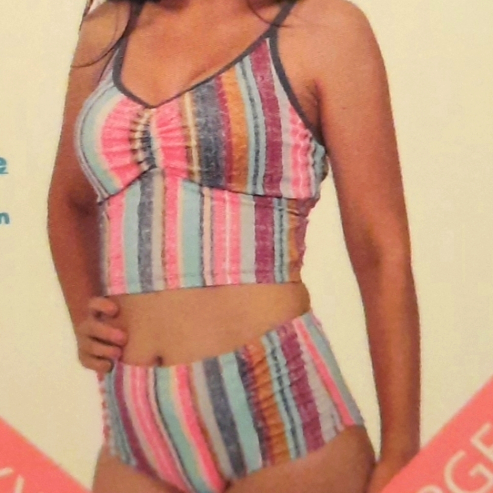 FREE COUNTRY 2 Piece Peony Swim Set XXL (18) UPF 50+ NEW